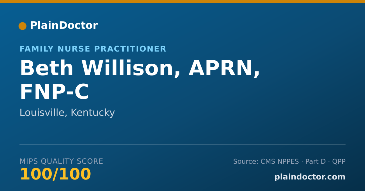 Shareable card for Beth Willison, APRN, FNP-C - Family Nurse Practitioner, Louisville, KY