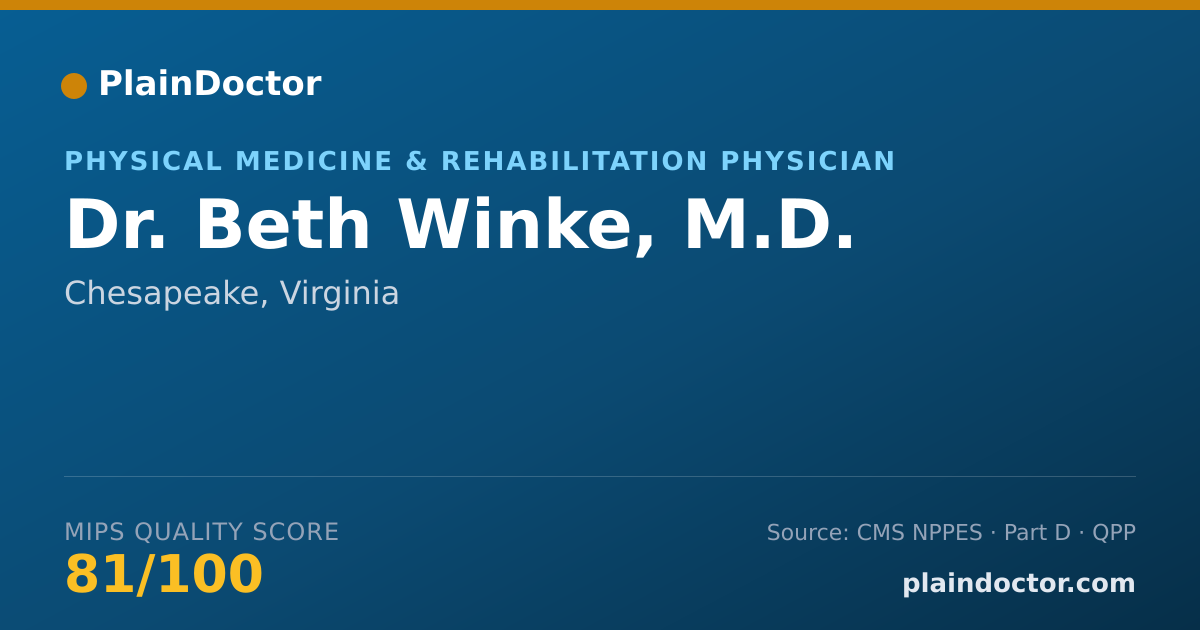 Shareable card for Beth Winke, M.D. - Physical Medicine & Rehabilitation Physician, Chesapeake, VA