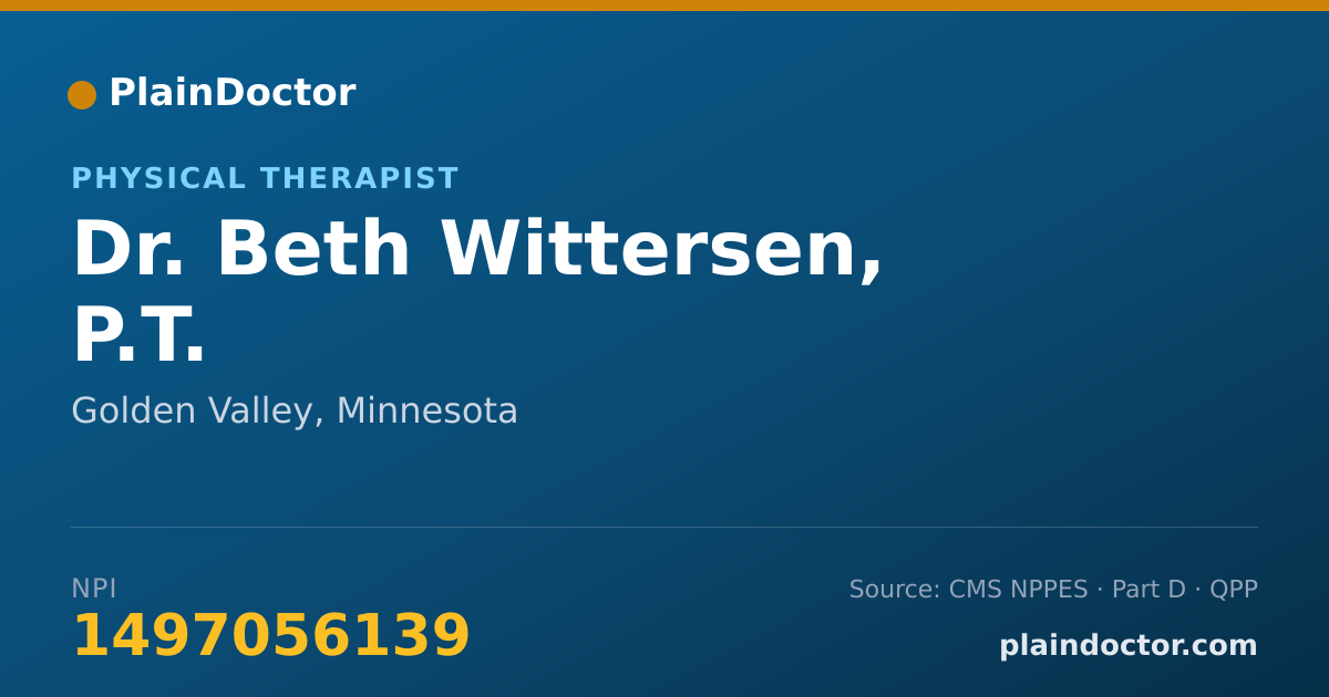 Shareable card for Beth Wittersen, P.T. - Physical Therapist, Golden Valley, MN