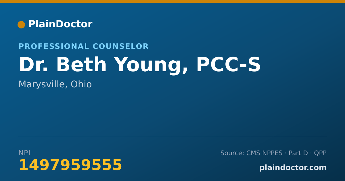 Shareable card for Beth Young, PCC-S - Professional Counselor, Marysville, OH