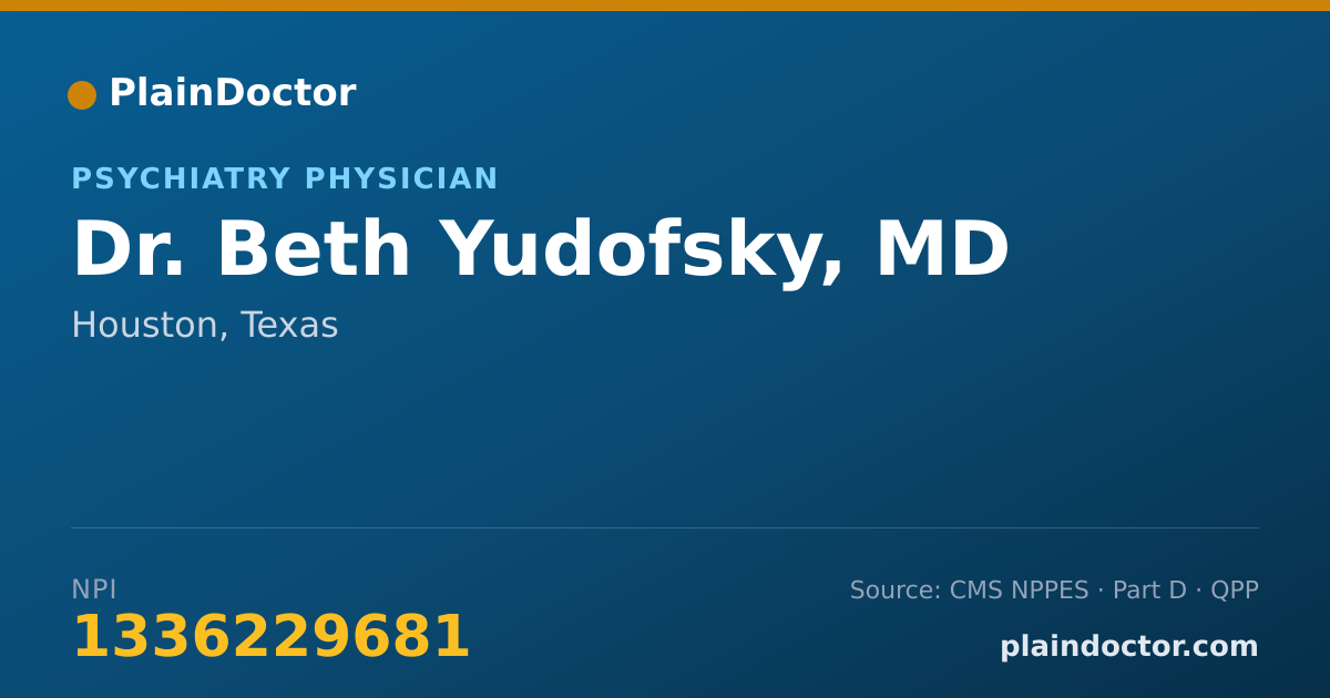 Shareable card for Beth Yudofsky, MD - Psychiatry Physician, Houston, TX