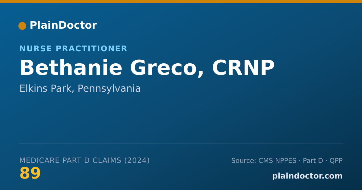 Shareable card for Bethanie Greco, CRNP - Nurse Practitioner, Elkins Park, PA