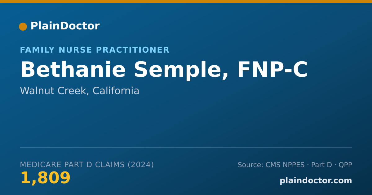 Shareable card for Bethanie Semple, FNP-C - Family Nurse Practitioner, Walnut Creek, CA