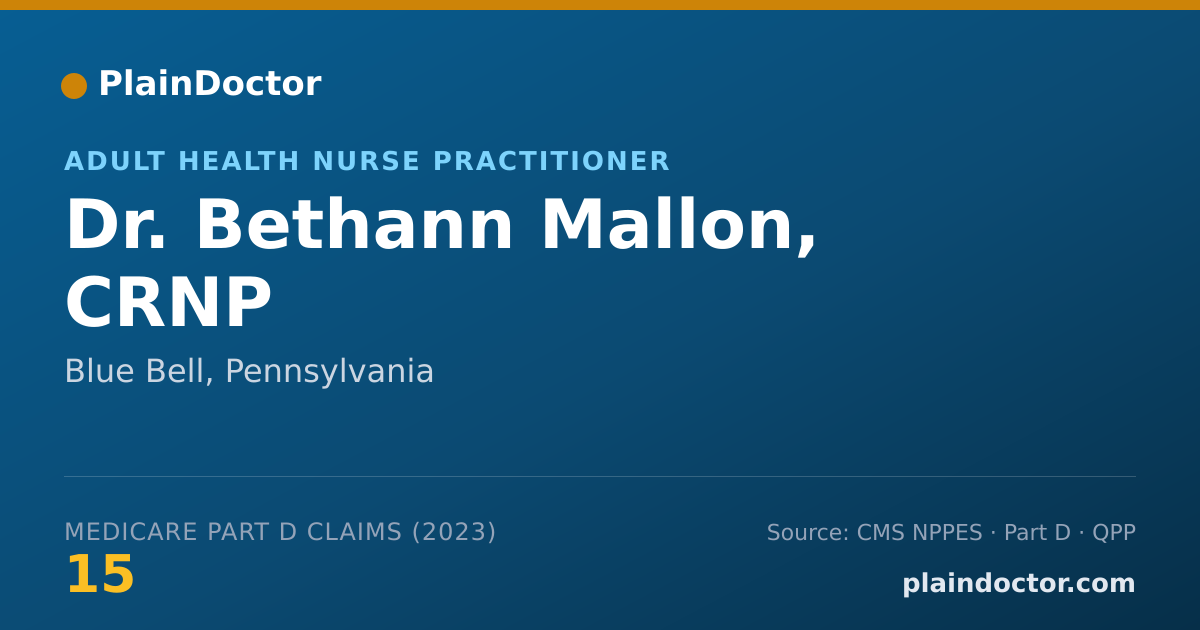 Shareable card for Bethann Mallon, CRNP - Adult Health Nurse Practitioner, Blue Bell, PA