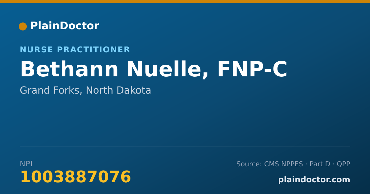 Shareable card for Bethann Nuelle, FNP-C - Nurse Practitioner, Grand Forks, ND