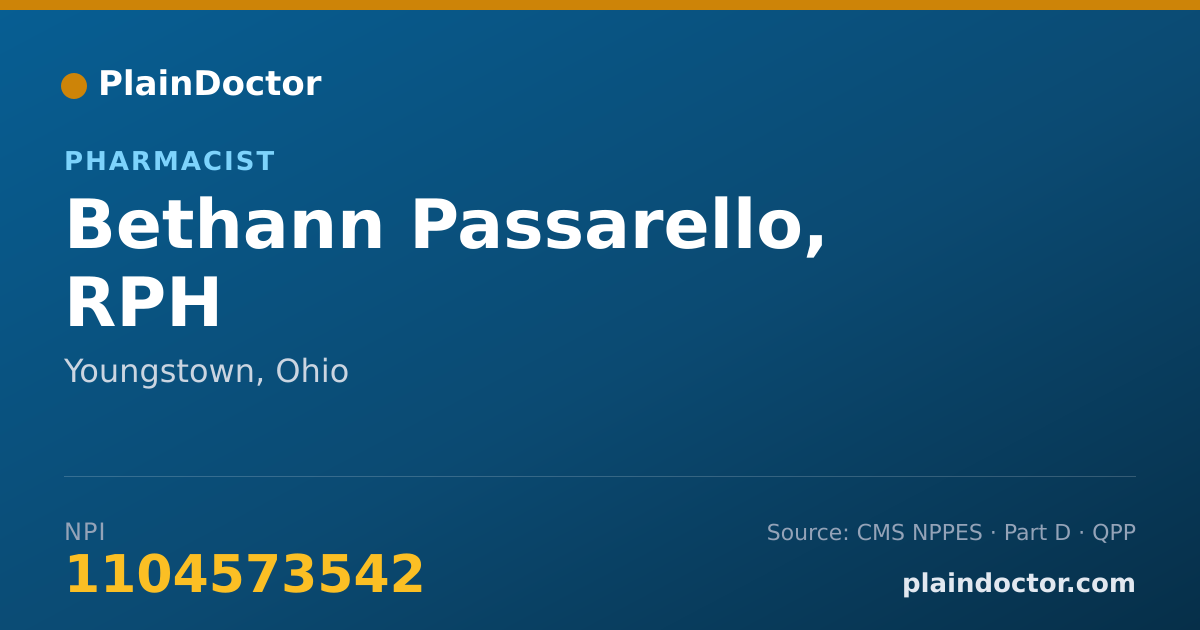 Shareable card for Bethann Passarello, RPH - Pharmacist, Youngstown, OH