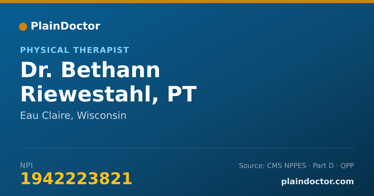 Shareable card for Bethann Riewestahl, PT - Physical Therapist, Eau Claire, WI