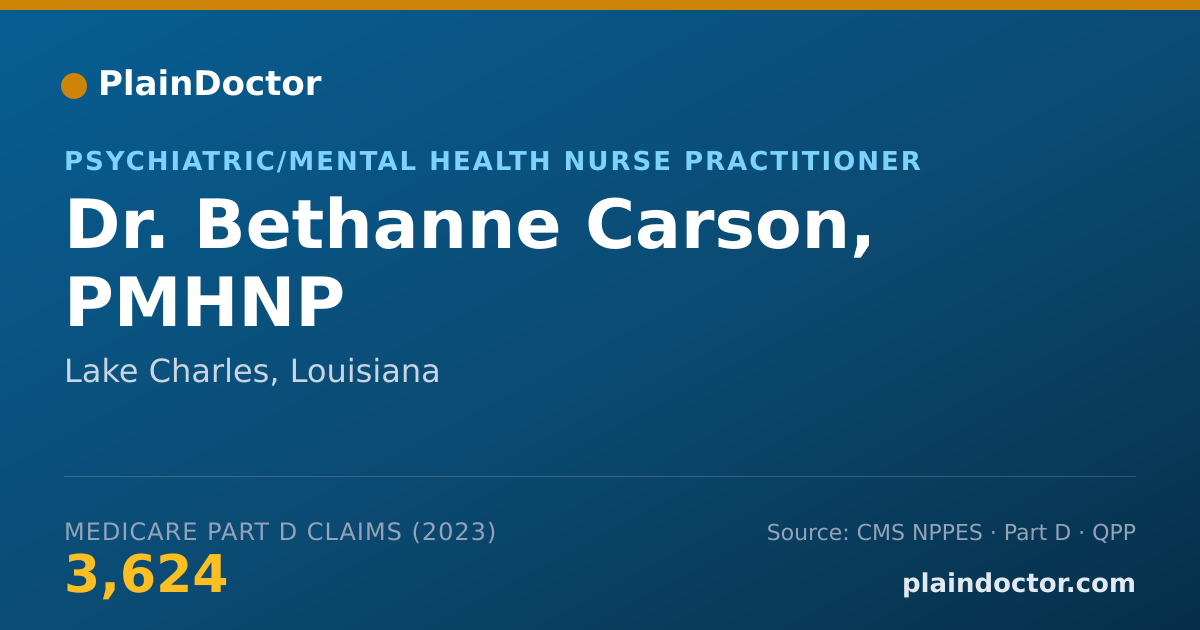 Shareable card for Bethanne Carson, PMHNP - Psychiatric/Mental Health Nurse Practitioner, Lake Charles, LA