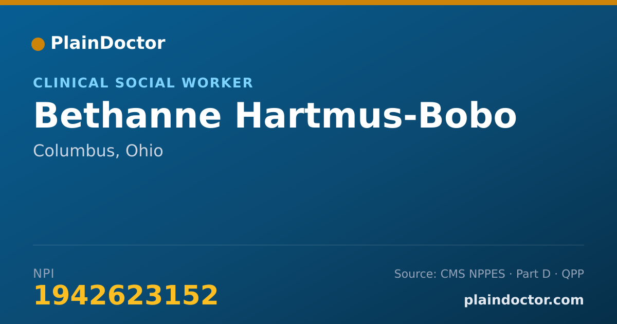 Shareable card for Bethanne Hartmus-Bobo - Clinical Social Worker, Columbus, OH