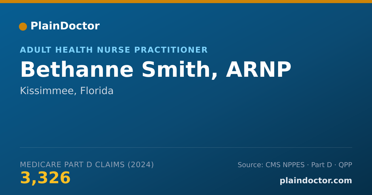 Shareable card for Bethanne Smith, ARNP - Adult Health Nurse Practitioner, Kissimmee, FL