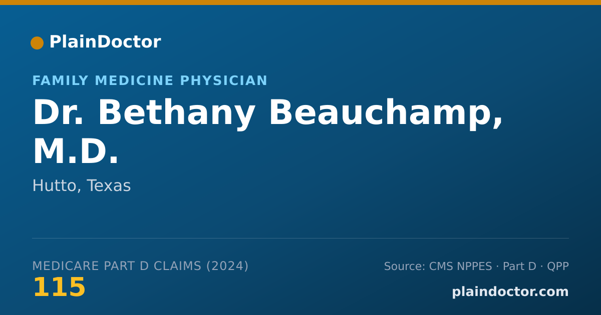 Shareable card for Bethany Beauchamp, M.D. - Family Medicine Physician, Hutto, TX