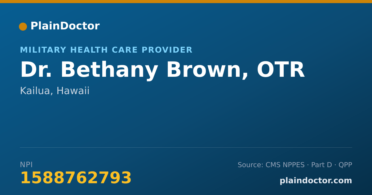 Shareable card for Bethany Brown, OTR - Military Health Care Provider, Kailua, HI