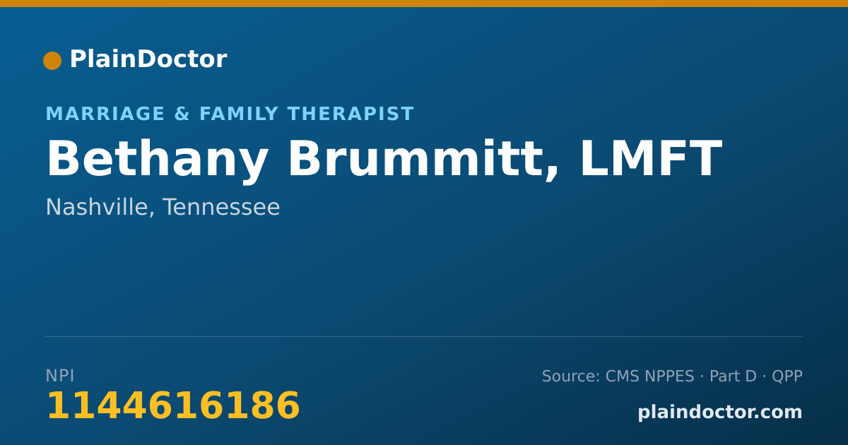 Shareable card for Bethany Brummitt, LMFT - Marriage & Family Therapist, Nashville, TN