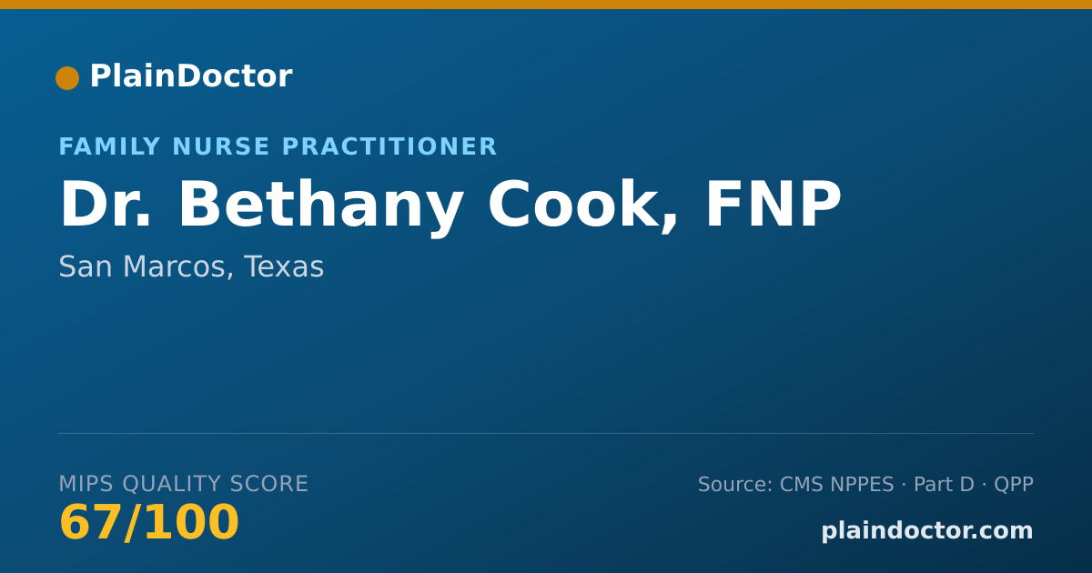 Shareable card for Bethany Cook, FNP - Family Nurse Practitioner, San Marcos, TX