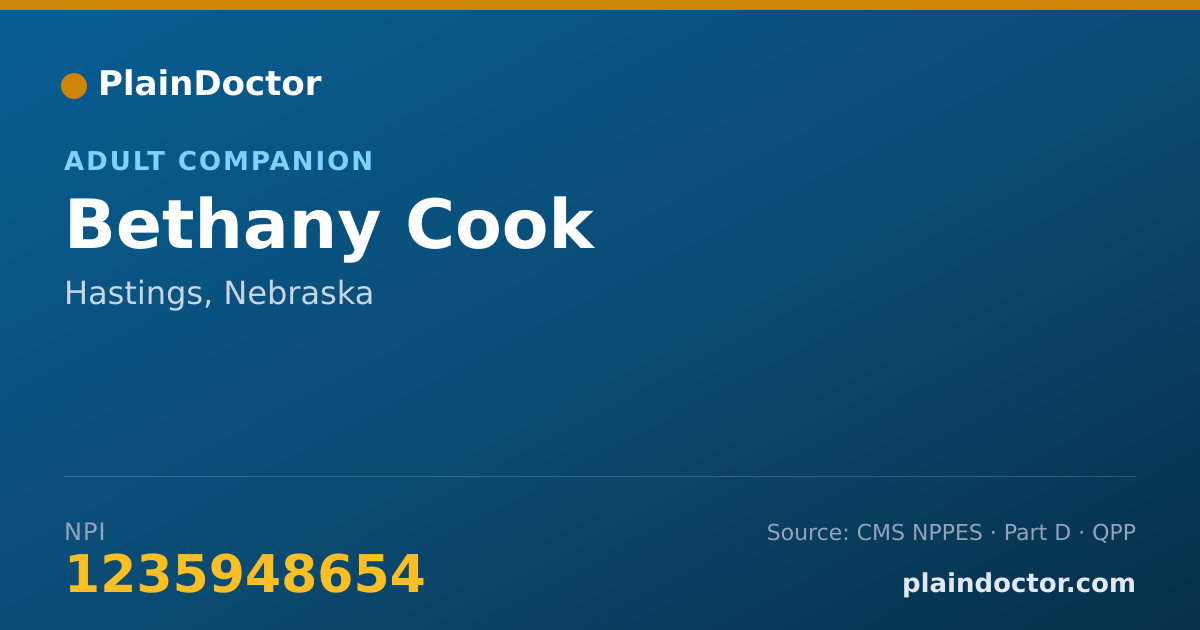 Shareable card for Bethany Cook - Adult Companion, Hastings, NE