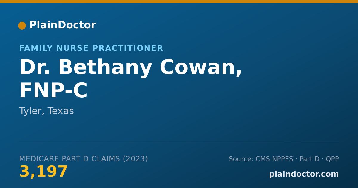 Shareable card for Bethany Cowan, FNP-C - Family Nurse Practitioner, Tyler, TX