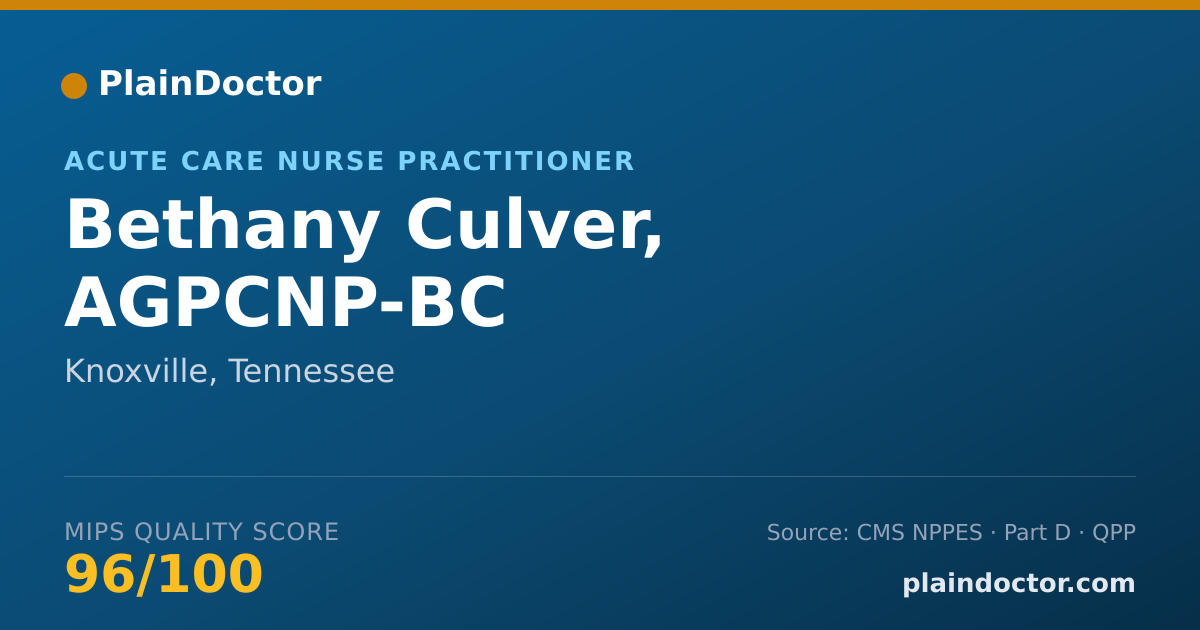 Shareable card for Bethany Culver, AGPCNP-BC - Adult Health Nurse Practitioner, Knoxville, TN