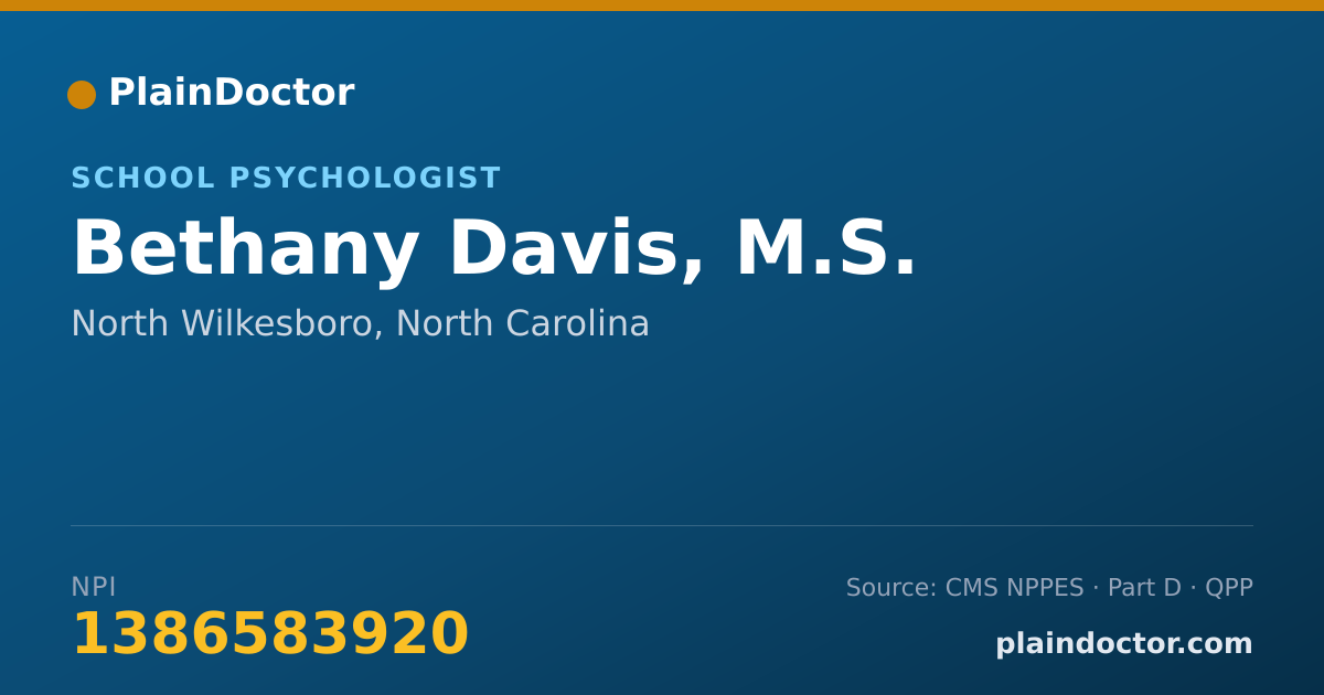 Shareable card for Bethany Davis, M.S. - School Psychologist, North Wilkesboro, NC