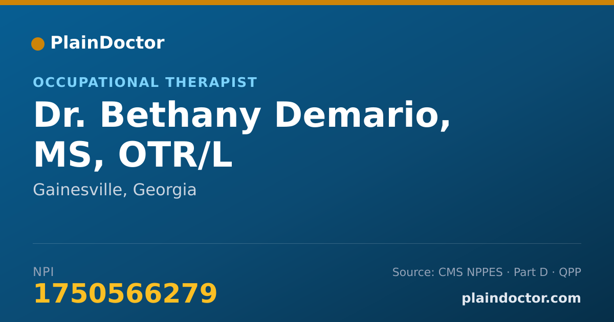 Shareable card for Bethany Demario, MS, OTR/L - Occupational Therapist, Gainesville, GA