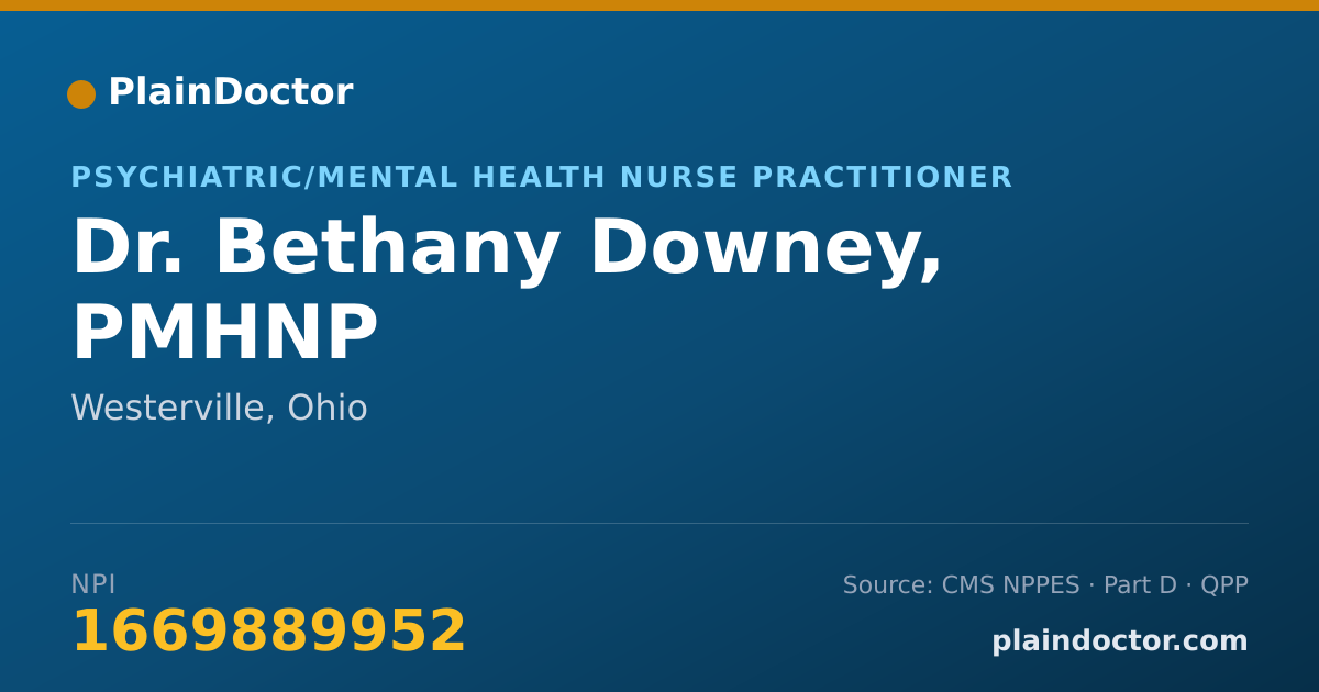 Shareable card for Bethany Downey, PMHNP - Psychiatric/Mental Health Nurse Practitioner, Westerville, OH