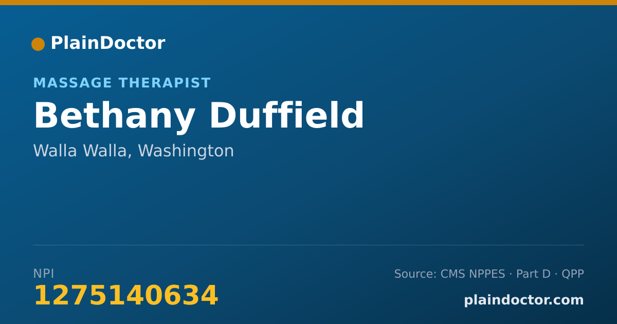 Shareable card for Bethany Duffield - Massage Therapist, Walla Walla, WA
