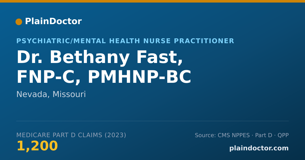Shareable card for Bethany Fast, FNP-C, PMHNP-BC - Psychiatric/Mental Health Nurse Practitioner, Nevada, MO