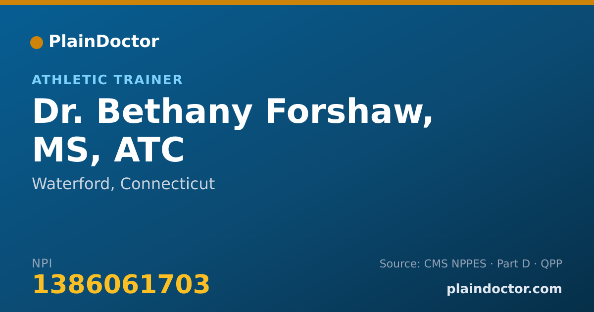 Shareable card for Bethany Forshaw, MS, ATC - Athletic Trainer, Waterford, CT