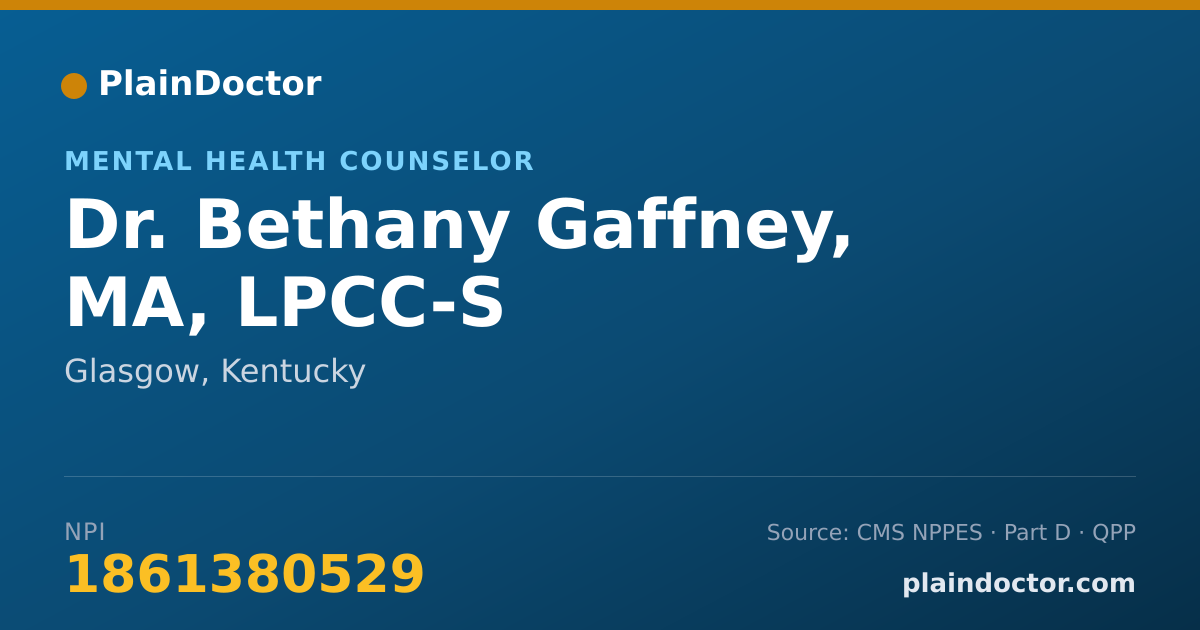 Shareable card for Bethany Gaffney, MA, LPCC-S - Mental Health Counselor, Glasgow, KY