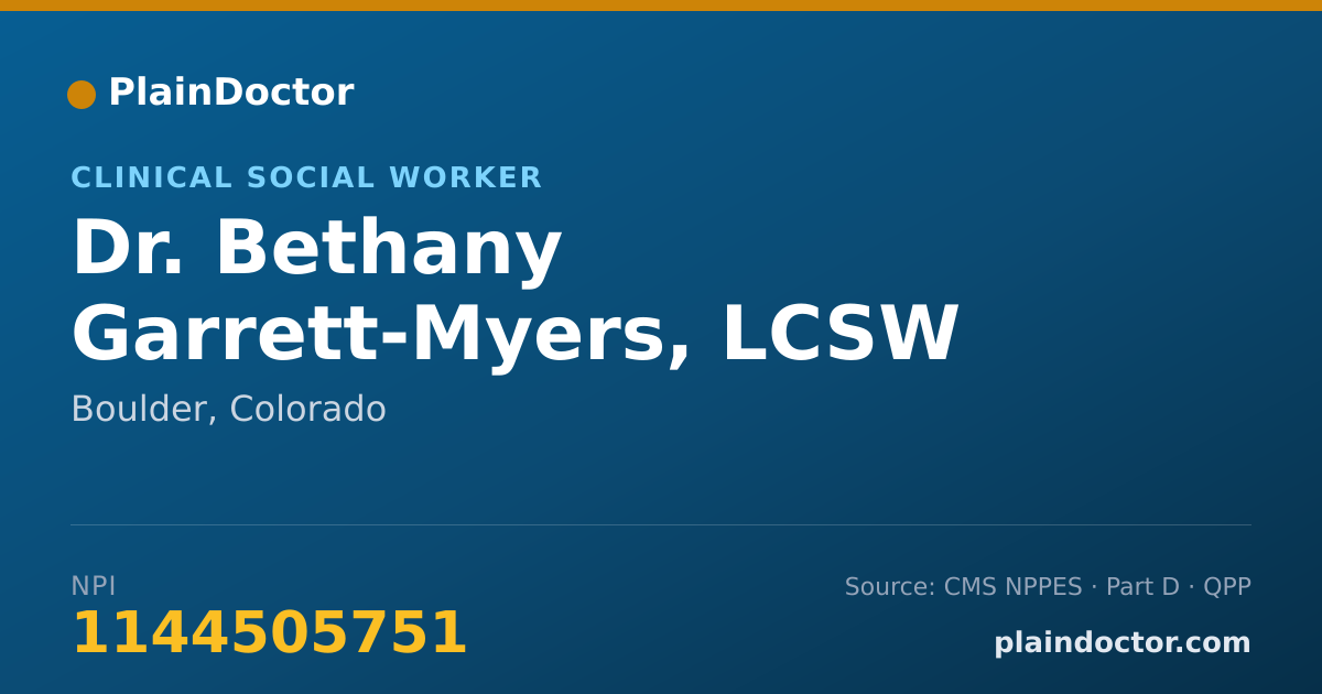 Shareable card for Bethany Garrett-Myers, LCSW - Clinical Social Worker, Boulder, CO
