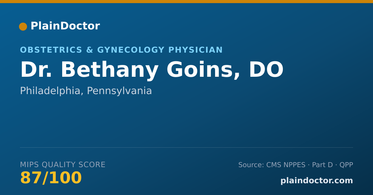 Shareable card for Bethany Goins, DO - Obstetrics & Gynecology Physician, Philadelphia, PA