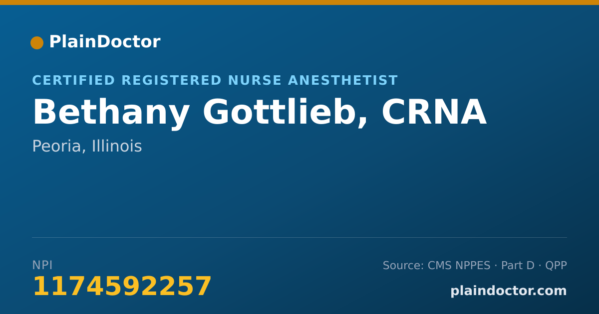 Shareable card for Bethany Gottlieb, CRNA - Certified Registered Nurse Anesthetist, Peoria, IL