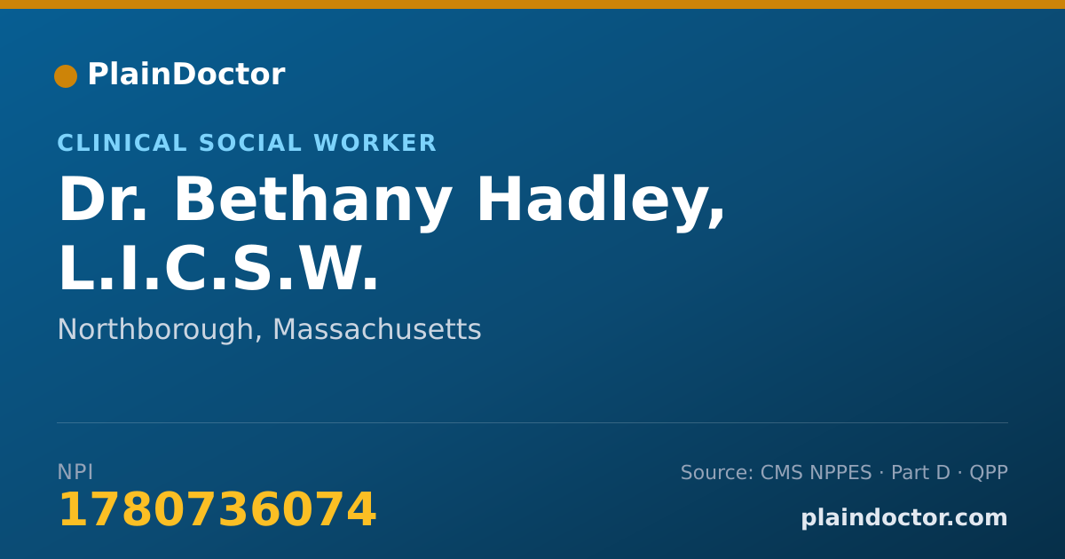 Shareable card for Bethany Hadley, L.I.C.S.W. - Clinical Social Worker, Northborough, MA