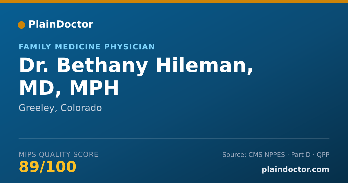 Shareable card for Bethany Hileman, MD, MPH - Family Medicine Physician, Greeley, CO
