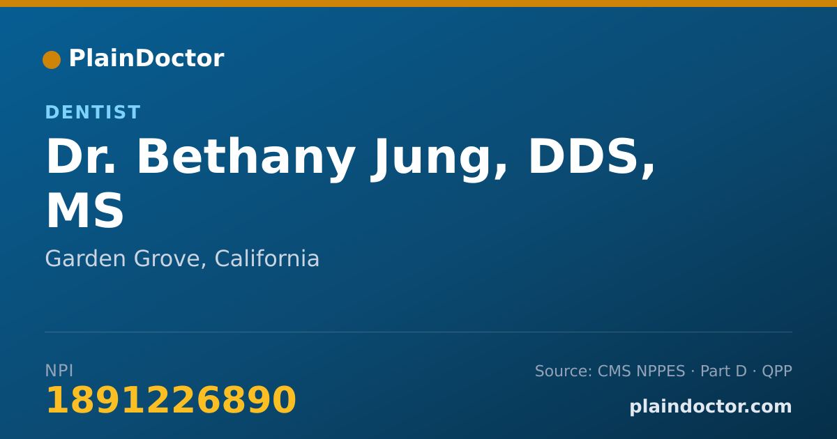 Shareable card for Bethany Jung, DDS, MS - Dentist, Garden Grove, CA