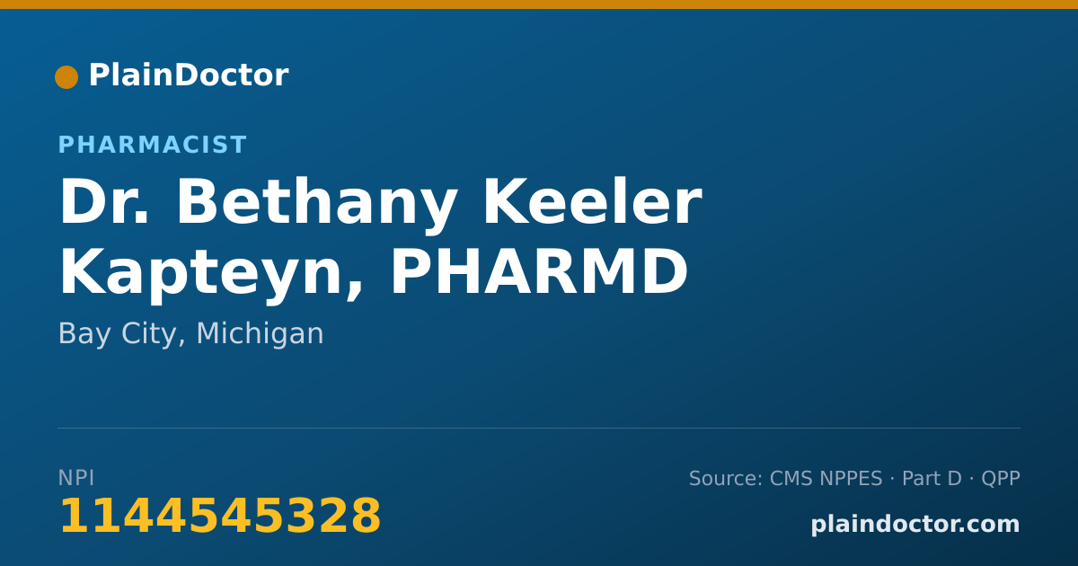 Shareable card for Bethany Keeler Kapteyn, PHARMD - Pharmacist, Bay City, MI