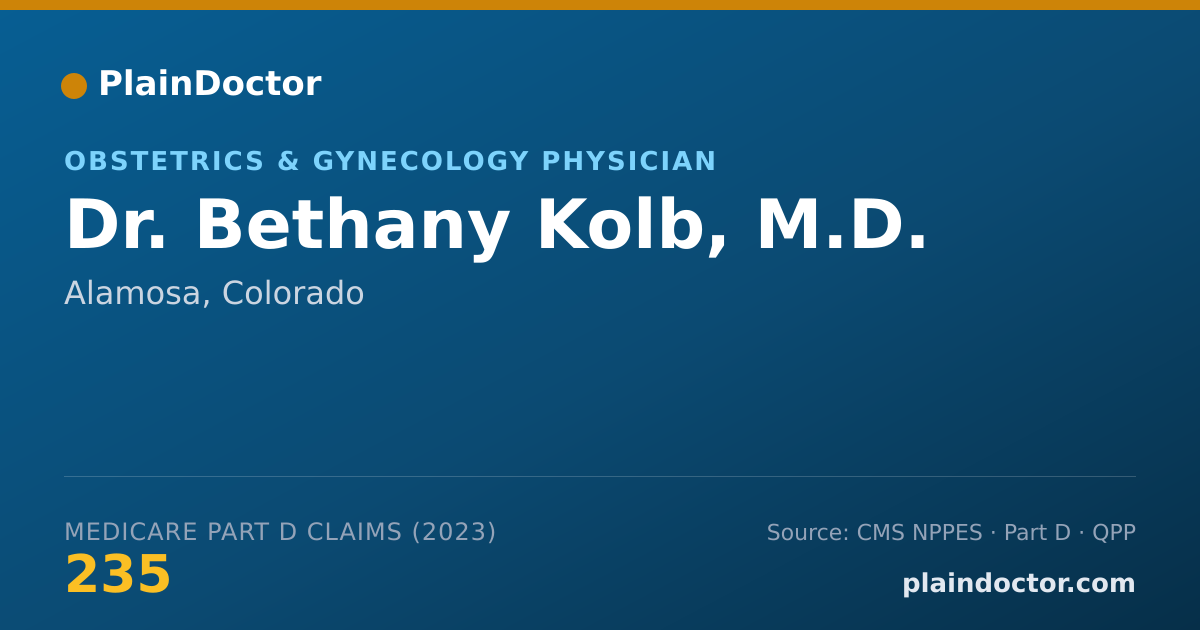 Shareable card for Bethany Kolb, M.D. - Obstetrics & Gynecology Physician, Alamosa, CO