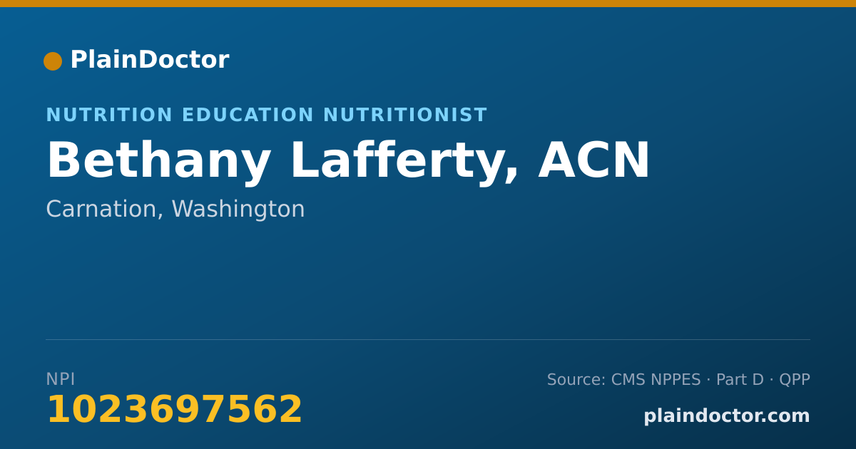 Shareable card for Bethany Lafferty, ACN - Nutrition Education Nutritionist, Carnation, WA