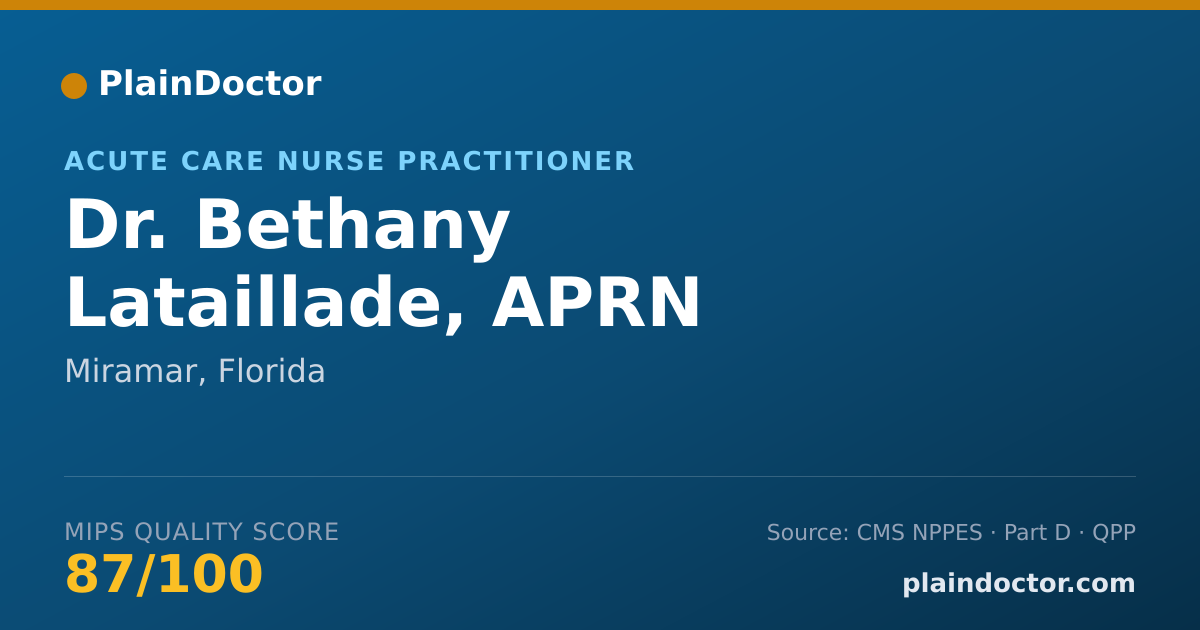 Shareable card for Bethany Lataillade, APRN - Acute Care Nurse Practitioner, Miramar, FL