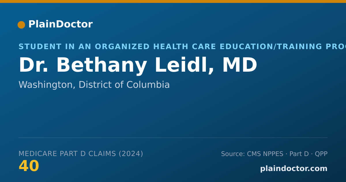 Shareable card for Bethany Leidl, MD - Student in an Organized Health Care Education/Training Program, Washington, DC