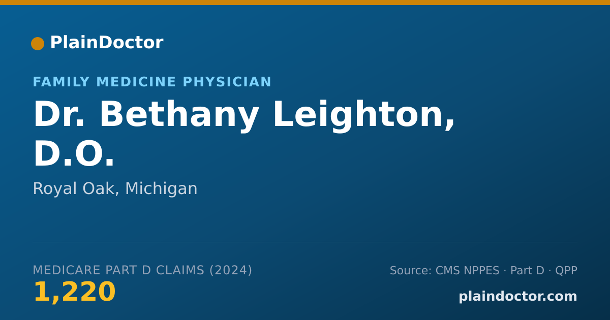 Shareable card for Bethany Leighton, D.O. - Family Medicine Physician, Royal Oak, MI