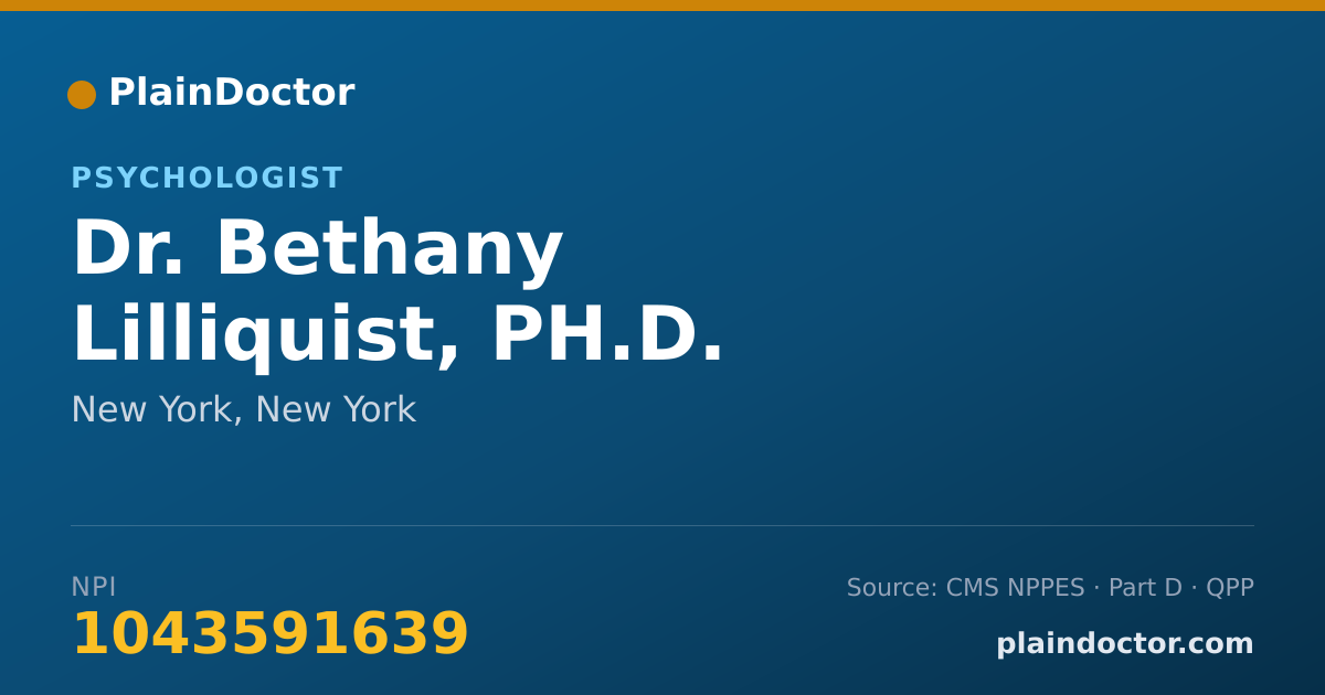 Shareable card for Bethany Lilliquist, PH.D. - Psychologist, New York, NY