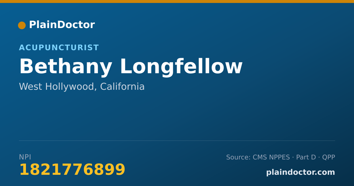 Shareable card for Bethany Longfellow - Acupuncturist, West Hollywood, CA