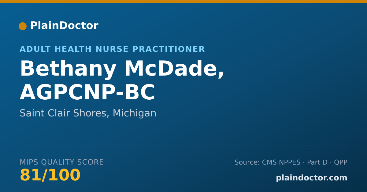Shareable card for Bethany McDade, AGPCNP-BC - Adult Health Nurse Practitioner, Saint Clair Shores, MI