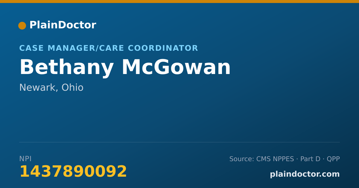 Shareable card for Bethany McGowan - Case Manager/Care Coordinator, Newark, OH