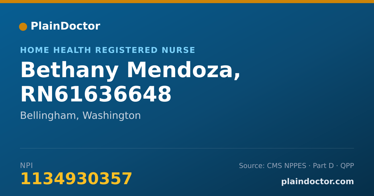 Shareable card for Bethany Mendoza, RN61636648 - Home Health Registered Nurse, Bellingham, WA
