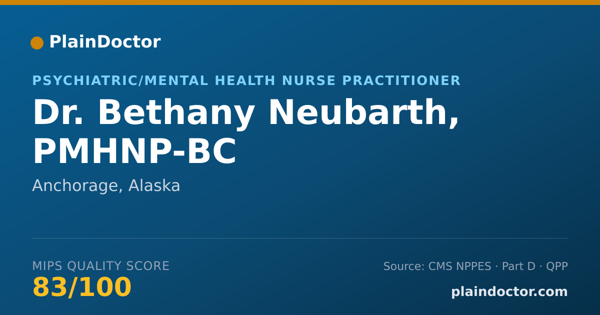 Shareable card for Bethany Neubarth, PMHNP-BC - Psychiatric/Mental Health Nurse Practitioner, Anchorage, AK