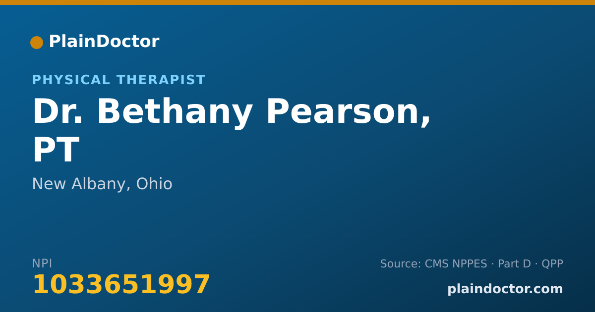 Shareable card for Bethany Pearson, PT - Physical Therapist, New Albany, OH