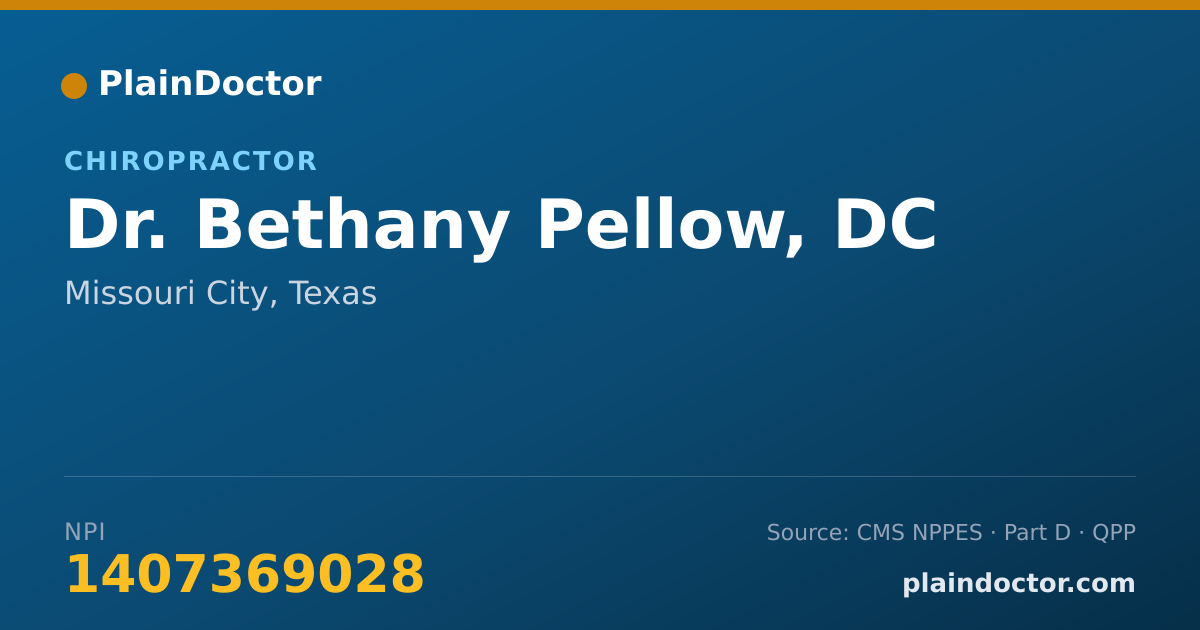 Shareable card for Bethany Pellow, DC - Chiropractor, Missouri City, TX