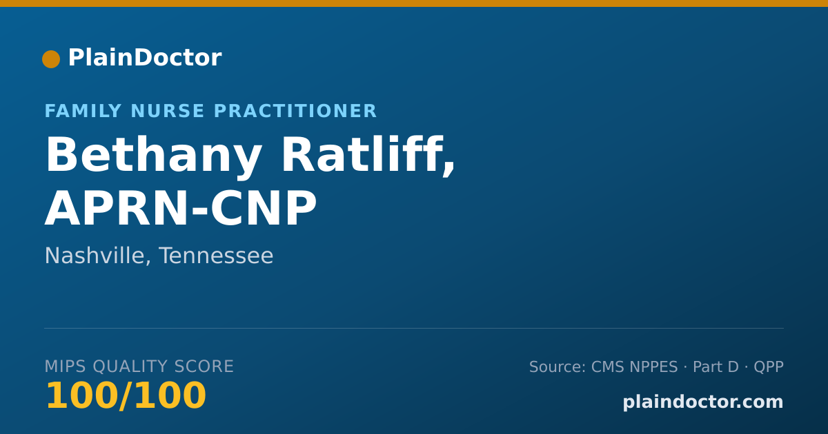 Shareable card for Bethany Ratliff, APRN-CNP - Family Nurse Practitioner, Nashville, TN