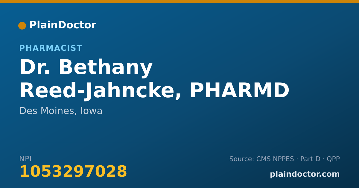 Shareable card for Bethany Reed-Jahncke, PHARMD - Pharmacist, Des Moines, IA